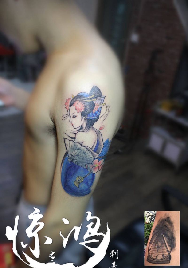 艺妓 遮盖纹身图片