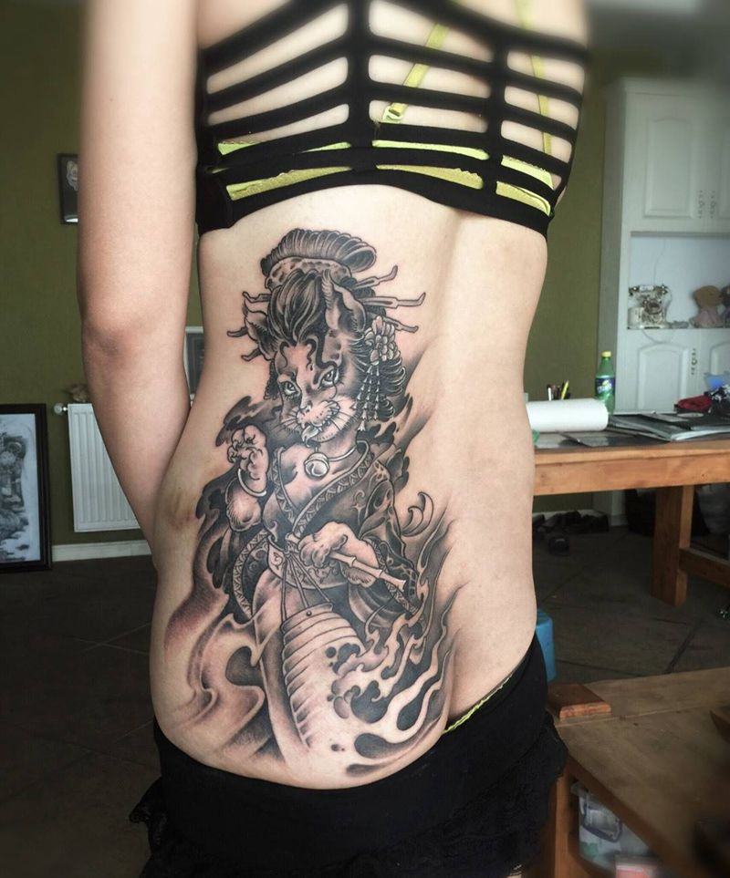 艺妓—猫纹身图片