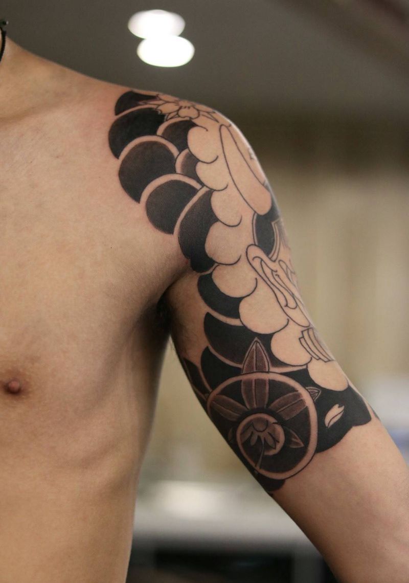 般若遮盖疤痕 未完成纹身图片