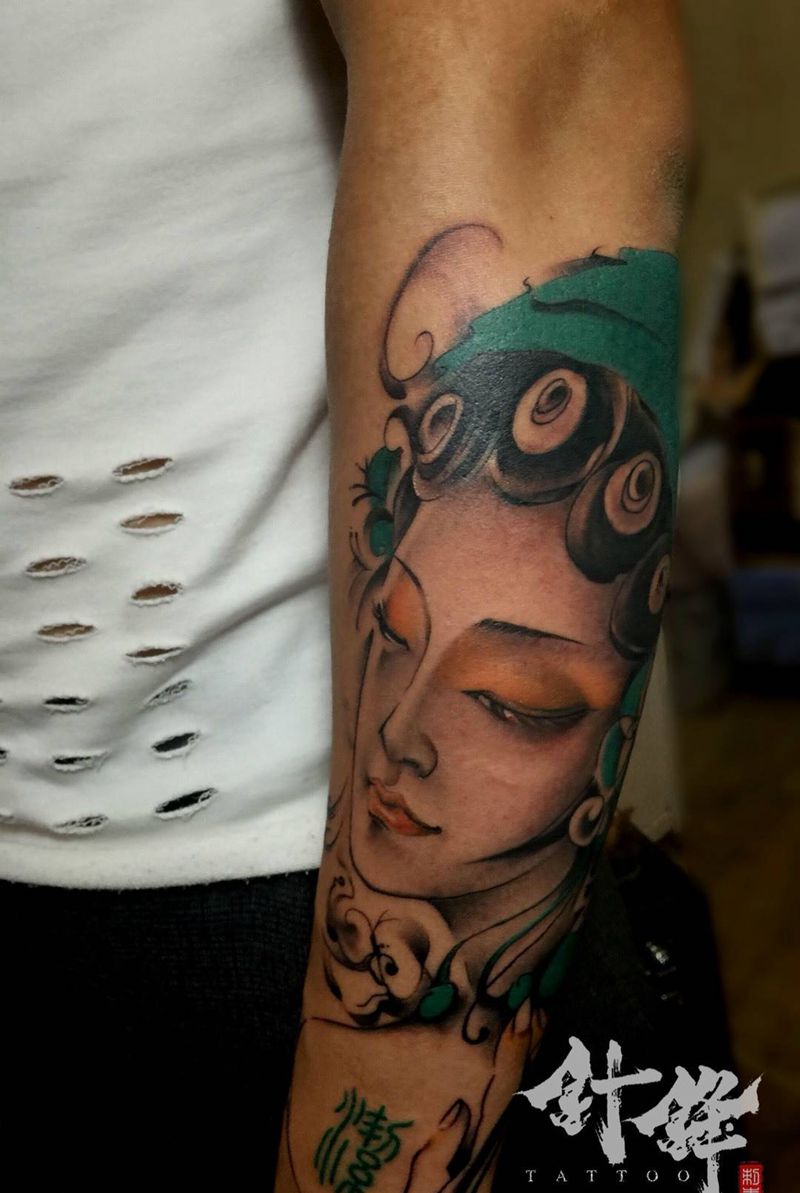 花旦，临摹无上老师作品！纹身图片