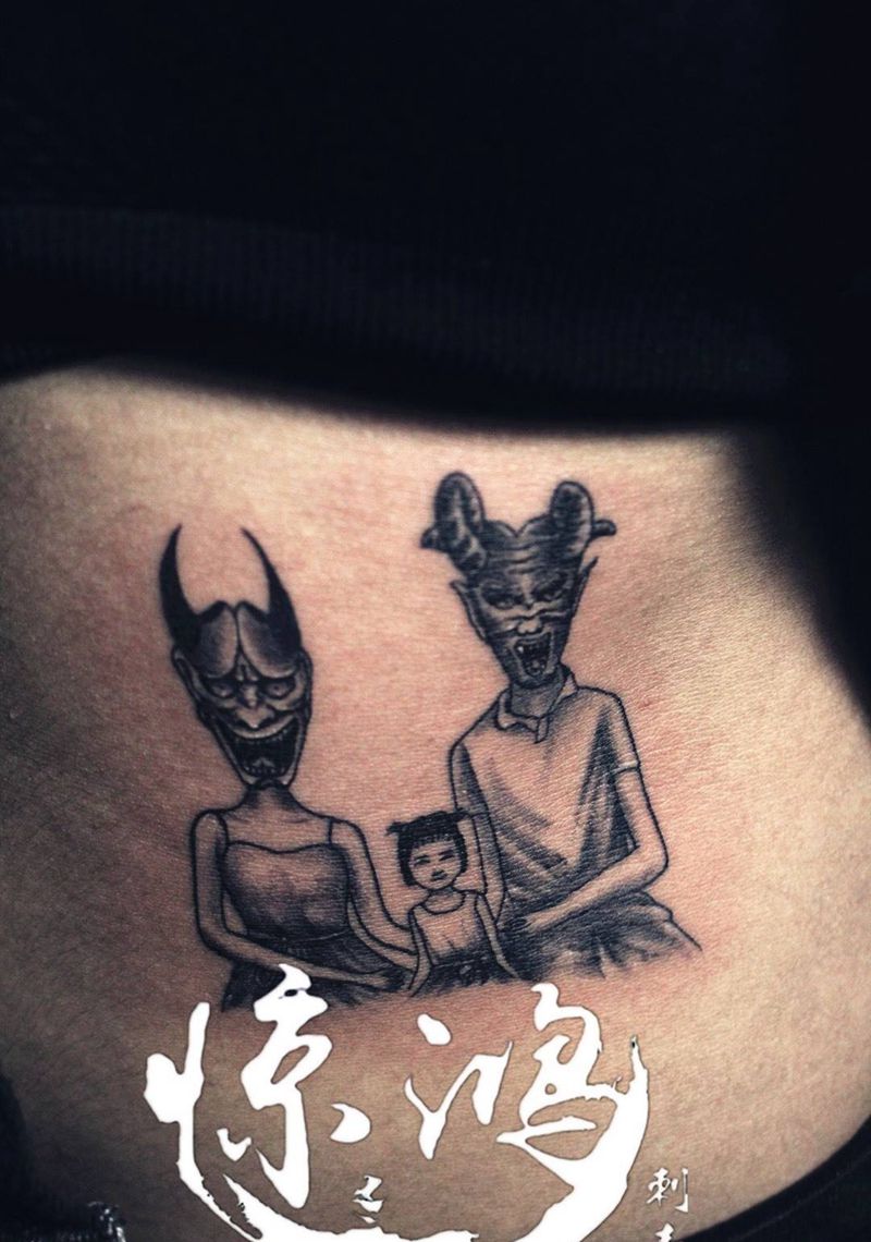 另类的全家福纹身图片