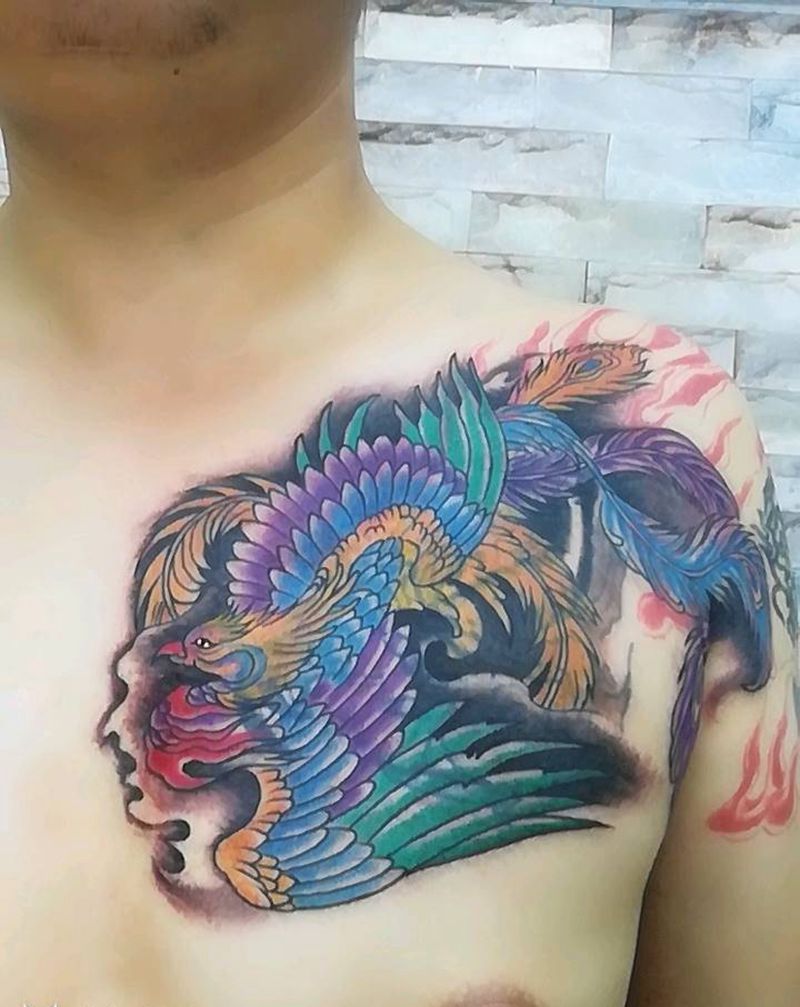 遮盖旧纹身纹身图片_胸部新传统纹身图案