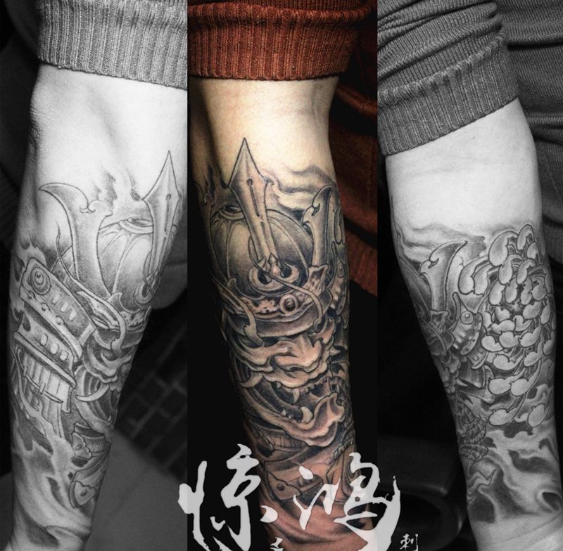 包小臂 鬼武士纹身图片