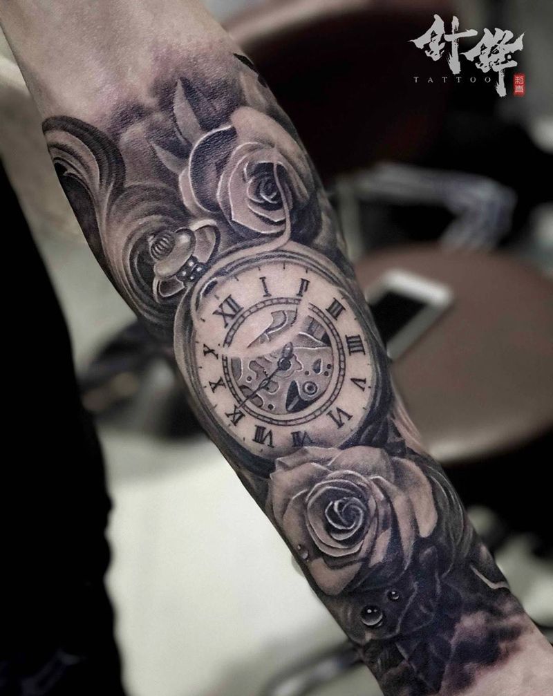 怀表纹身图片