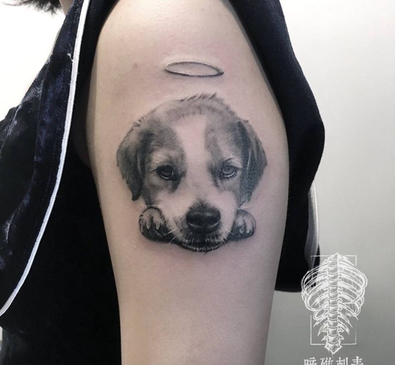 写实狗狗纹身图片