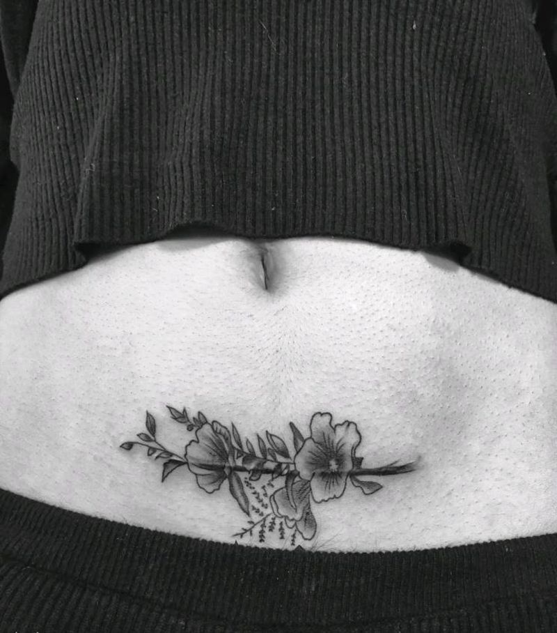 覆盖剖腹产纹身纹身图片_腹部新传统纹身图案