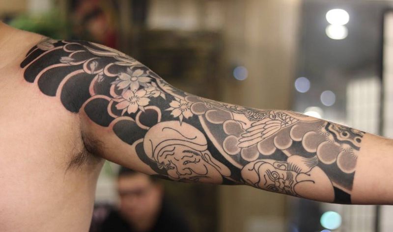 七分袖纹身图片