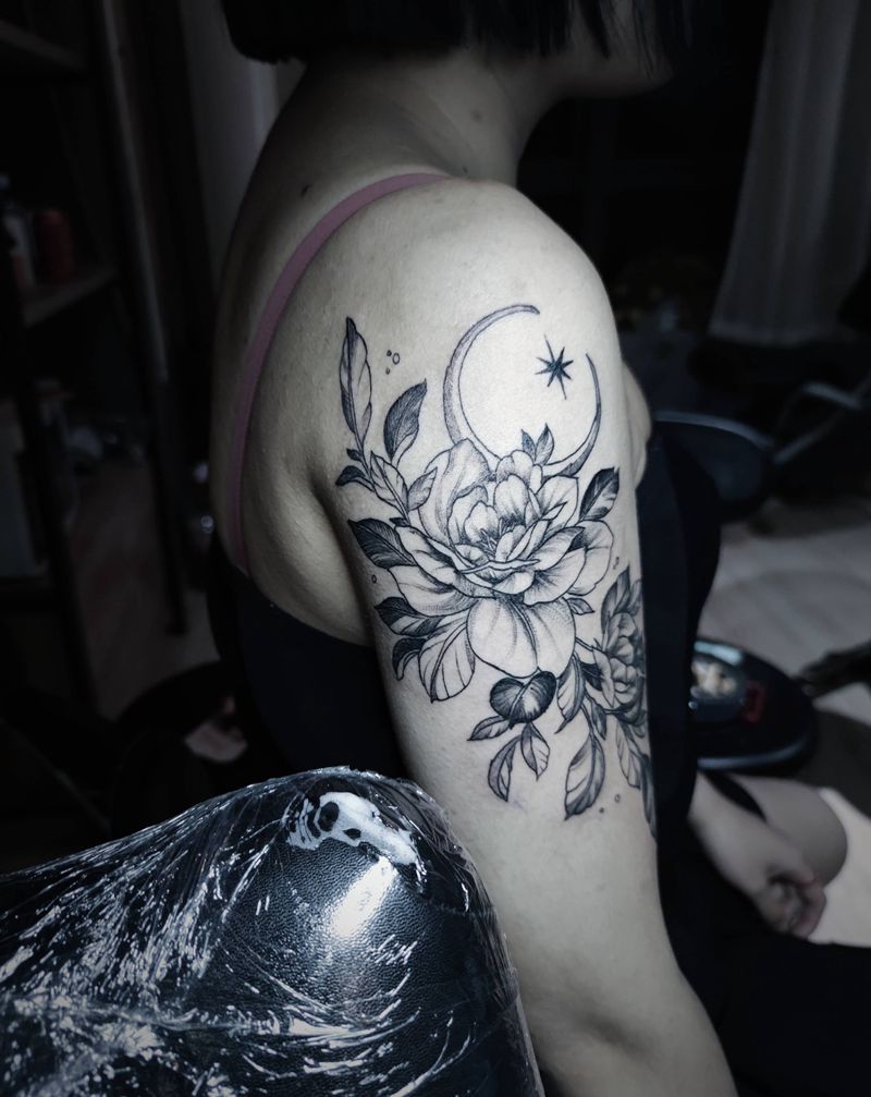 素花纹身图片_手臂几何纹身图案