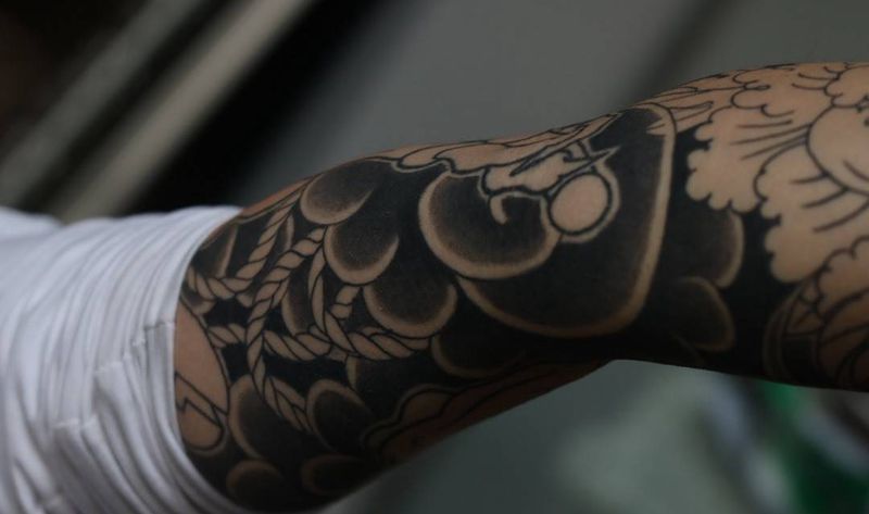 花臂恢复后细节纹身图片