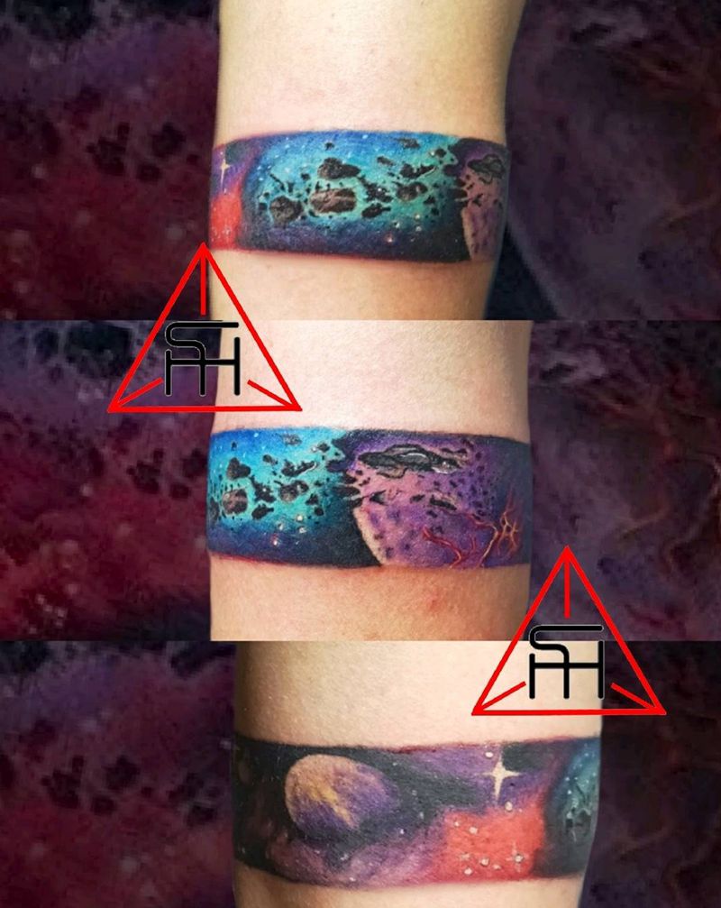 臂环，星空纹身图片_手臂星空纹身图案