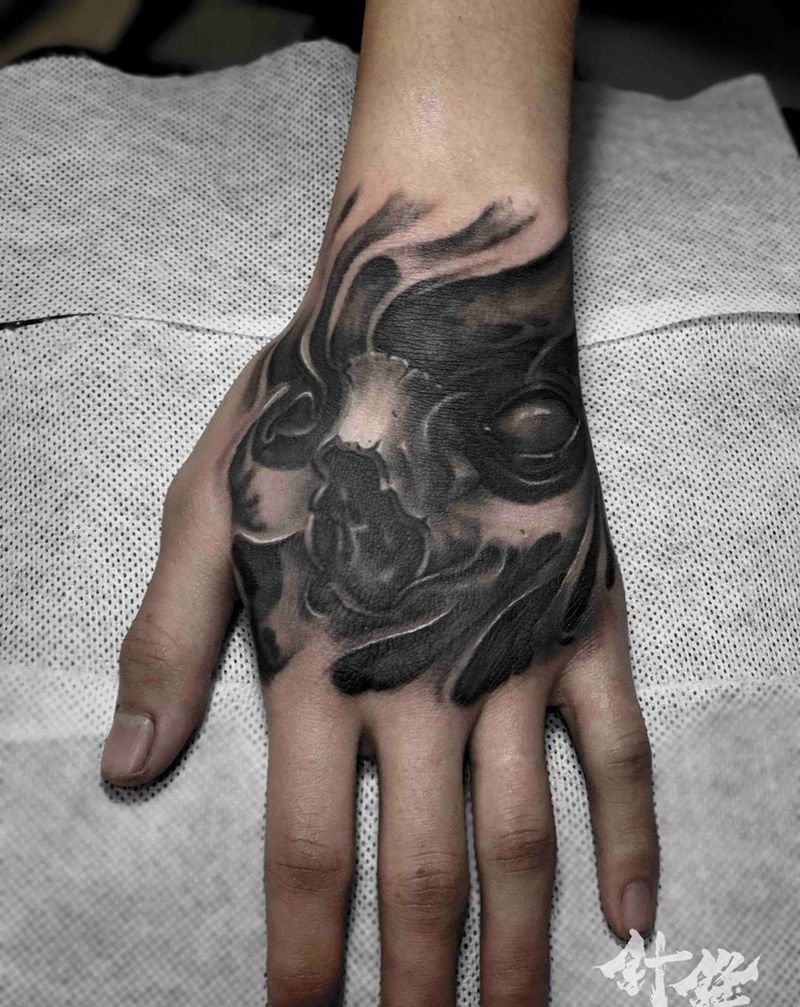 手背骷髅纹身图片