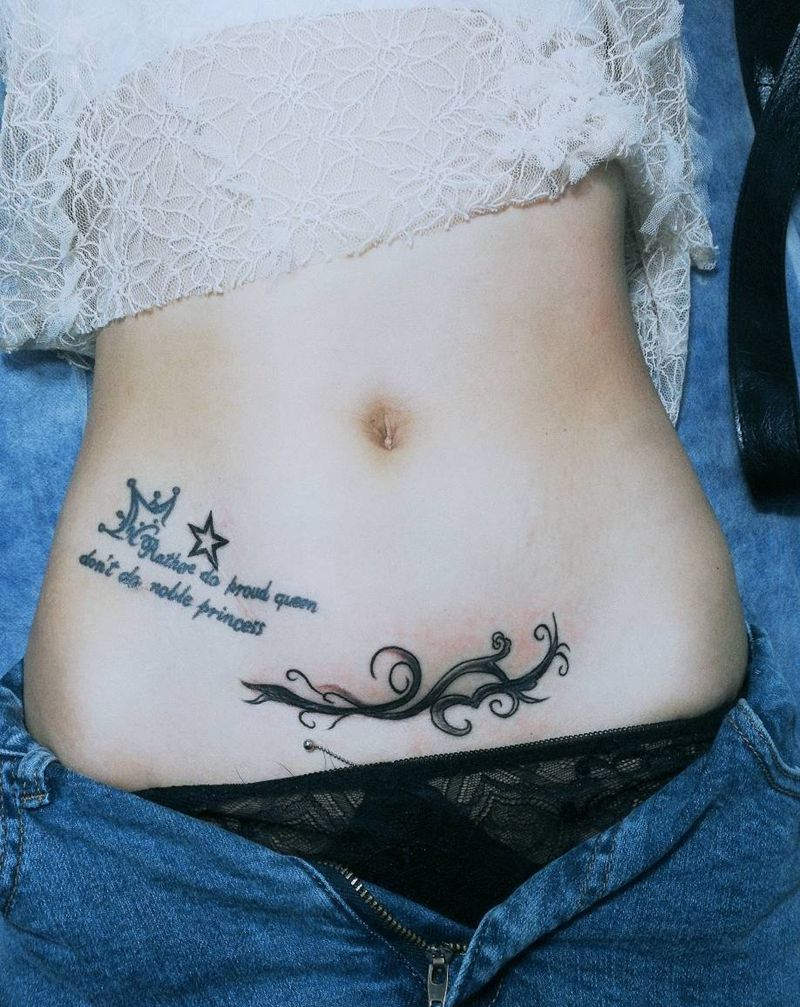 覆盖剖腹产纹身纹身图片_腹部新传统纹身图案