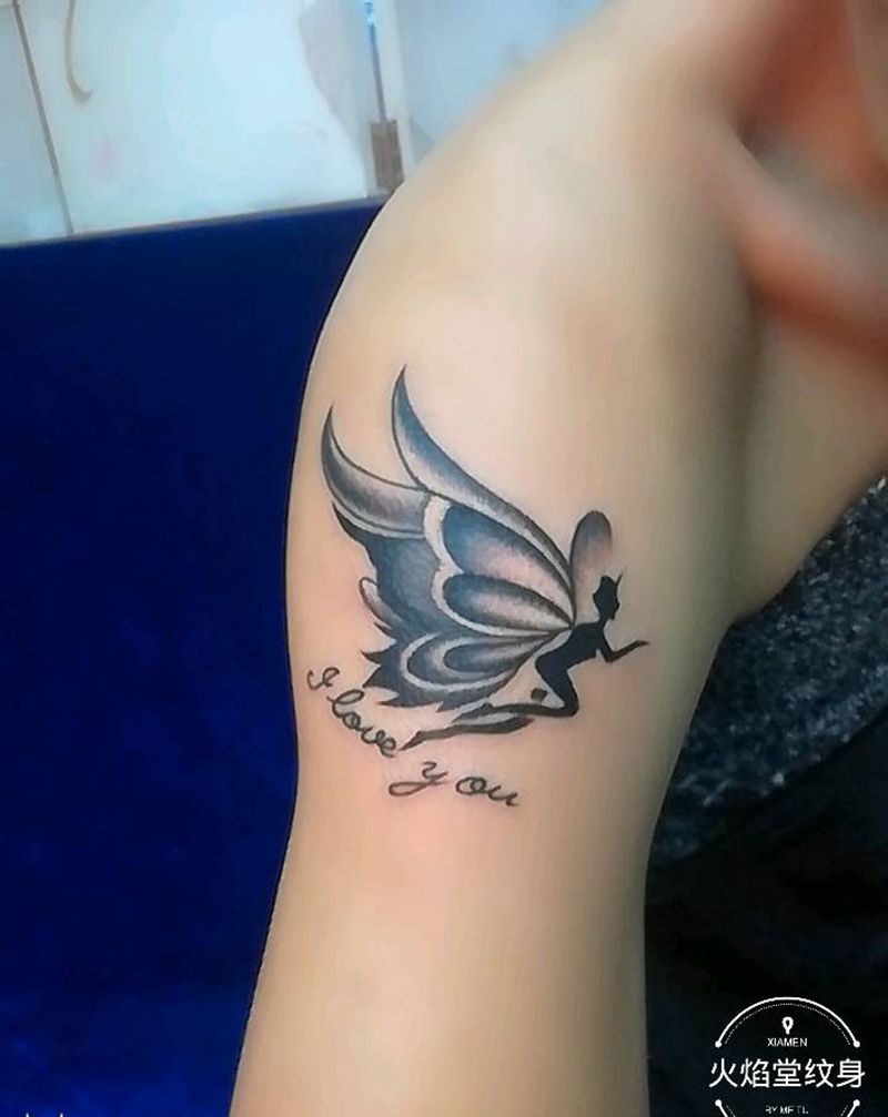 小精灵纹身图片_肩部新传统纹身图案