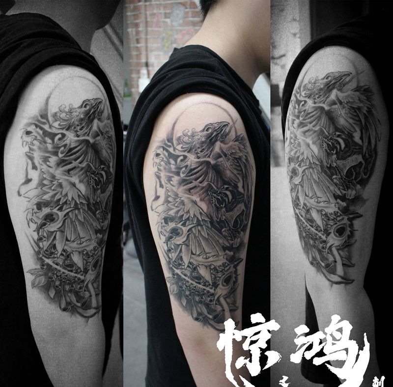 凤凰纹身图片_手臂新传统纹身图案
