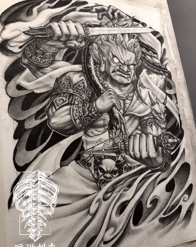 不动明王设计稿纹身图片