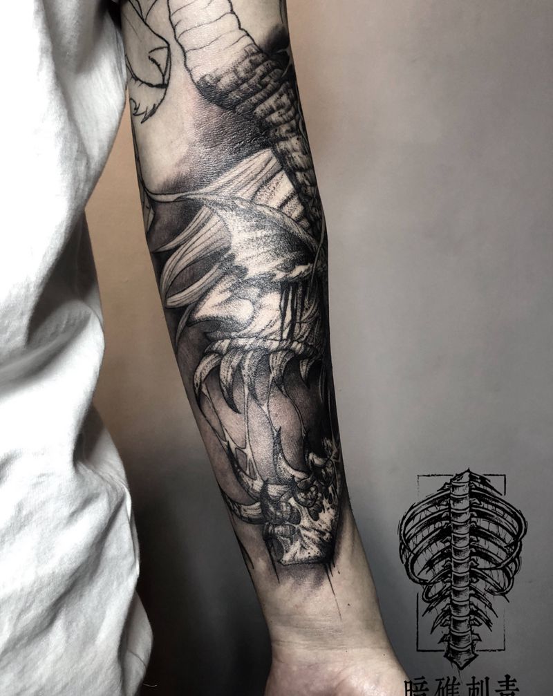 七宗罪，小臂完成纹身图片