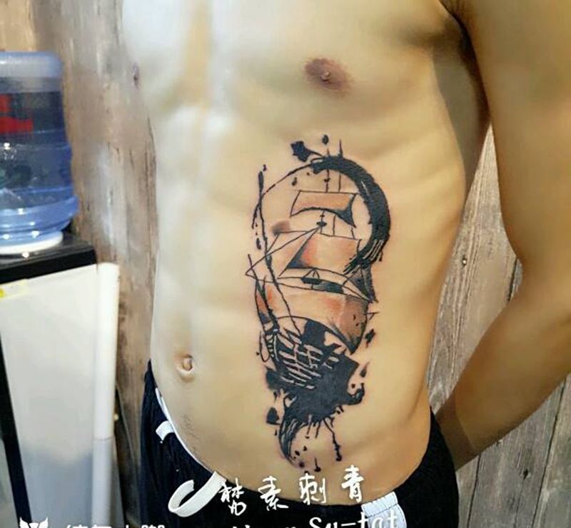 帆船纹身图片