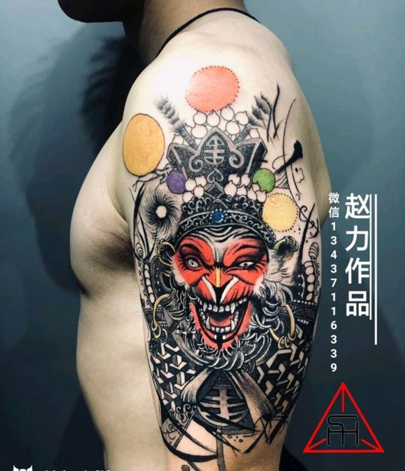 悟空纹身图片_手臂新传统纹身图案