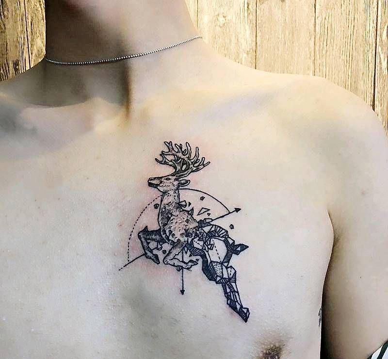 几何鹿纹身图片