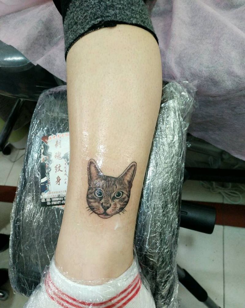 大猫 小猫纹身图片_手臂腿部传统清新原创花絮生活成品纹身图案