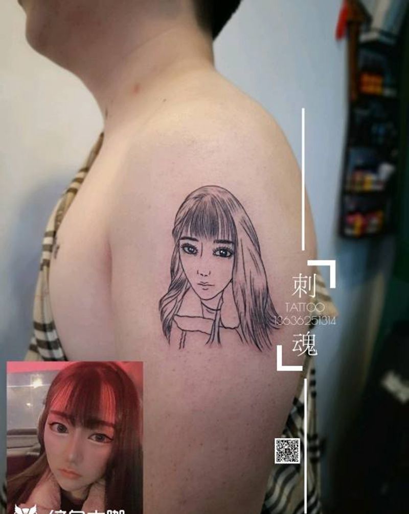 人物简笔纹身图片_手臂几何纹身图案