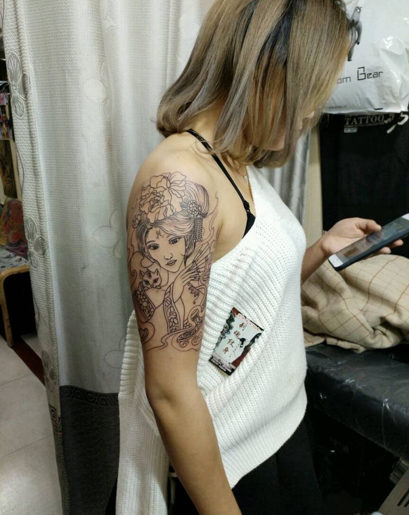 狐姬纹身图片_手臂传统鬼神原创花絮生活成品纹身图案