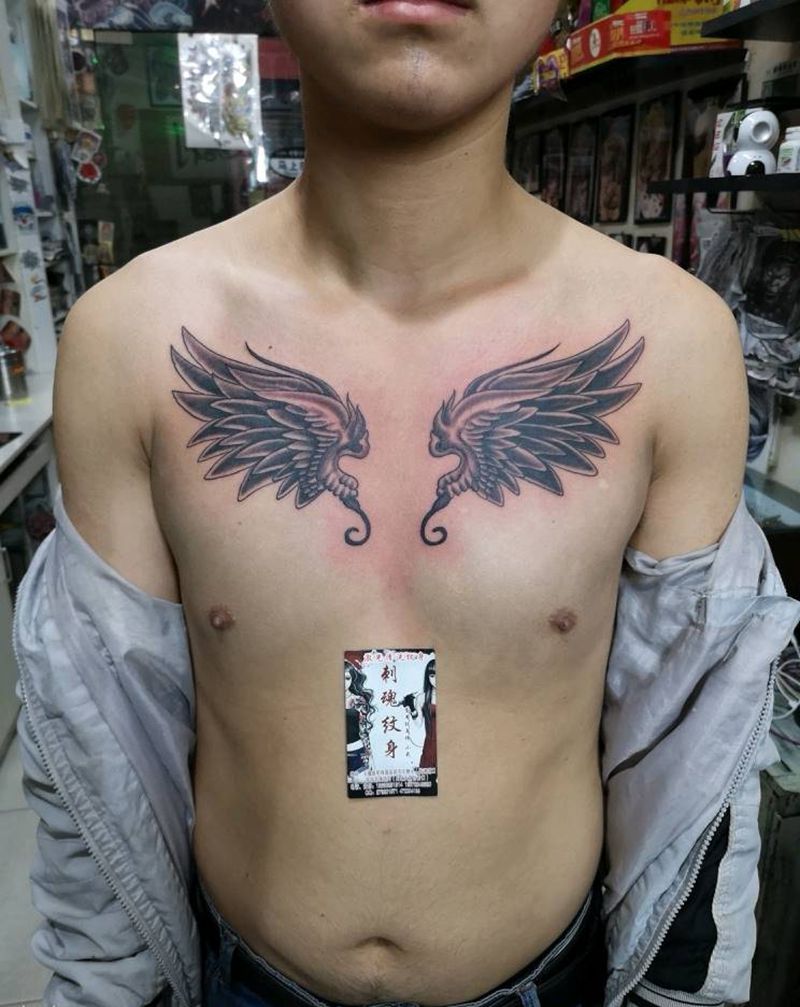 翅膀一对儿纹身图片