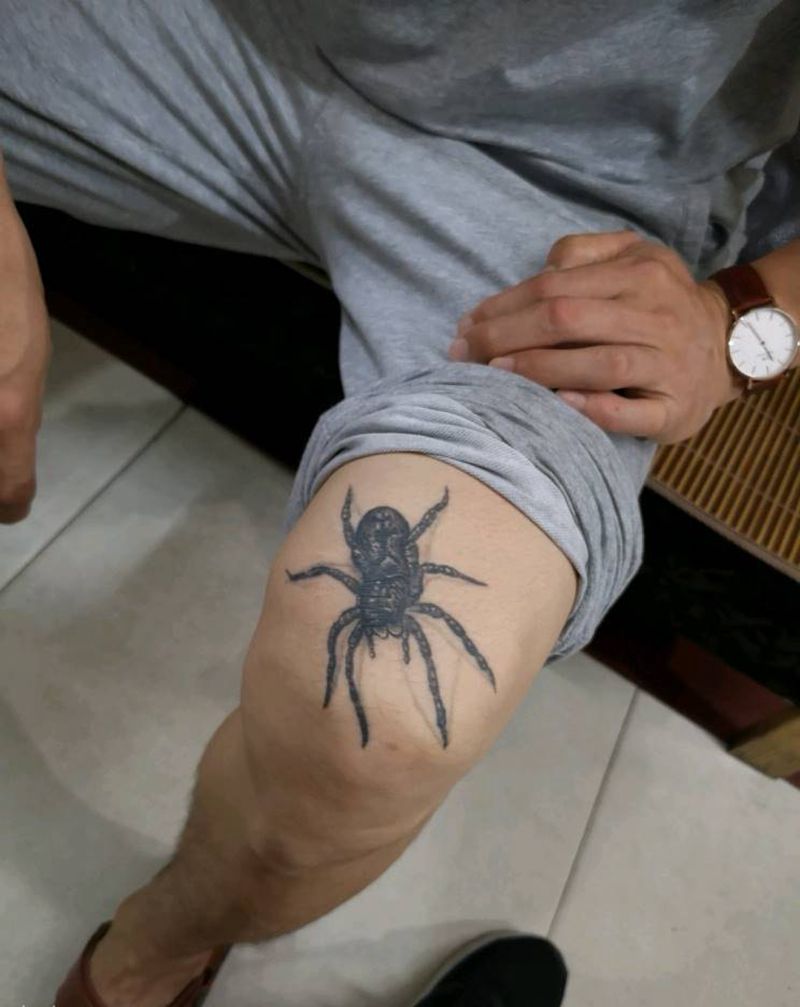 蜘蛛纹身图片_腿部老传统新传统纹身图案