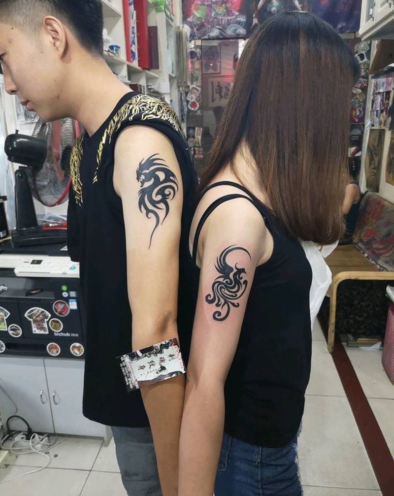 龙凤图腾纹身图片_手臂纹身图案