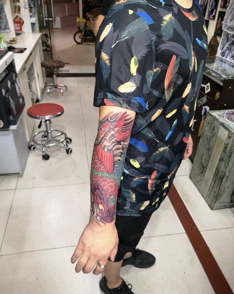 色彩锦鲤，下次继续纹身图片
