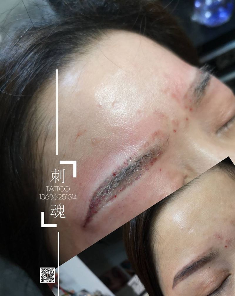 祛除旧纹身老式眉毛纹身图片_颈部图腾祛除旧纹身图案