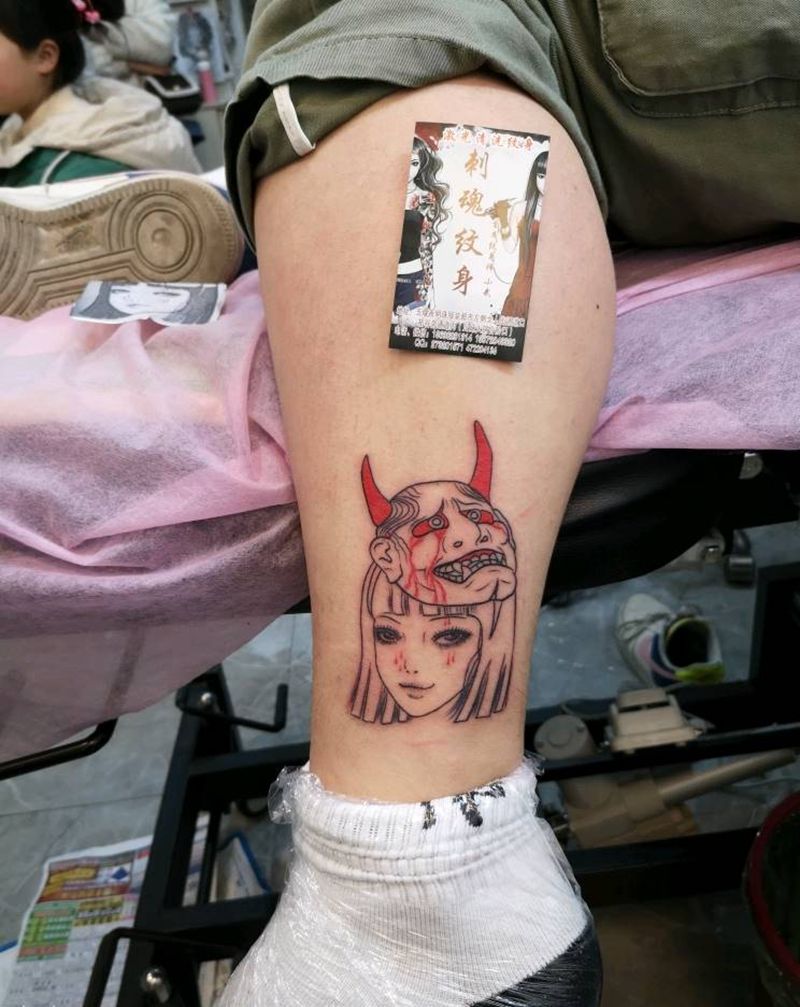 小清新纹身图片_腿部纹身图案