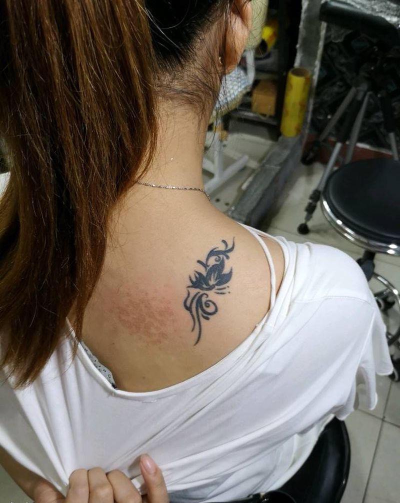 清洗旧纹身纹身图片_肩部传统清新原创成品手稿纹身图案