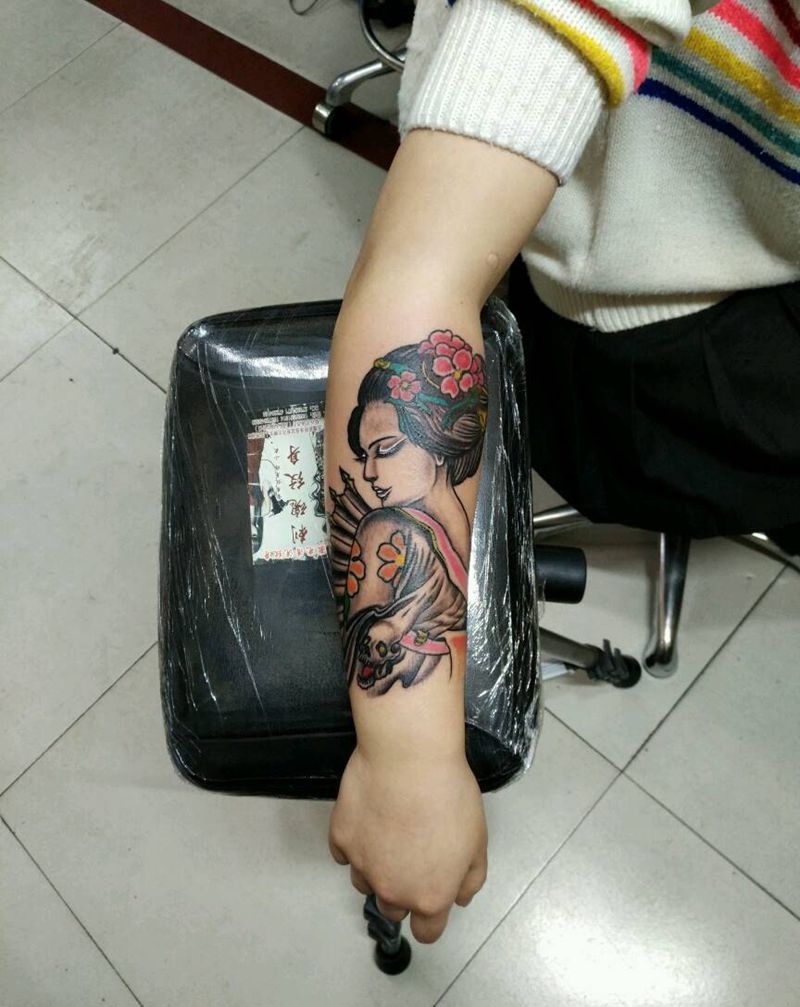 艺姬纹身图片_手臂传统人物宗教原创花絮生活成品纹身图案