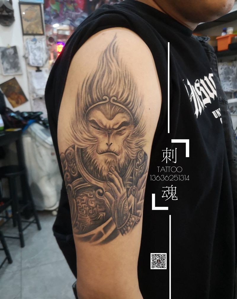 大圣归来纹身图片_手臂新传统纹身图案