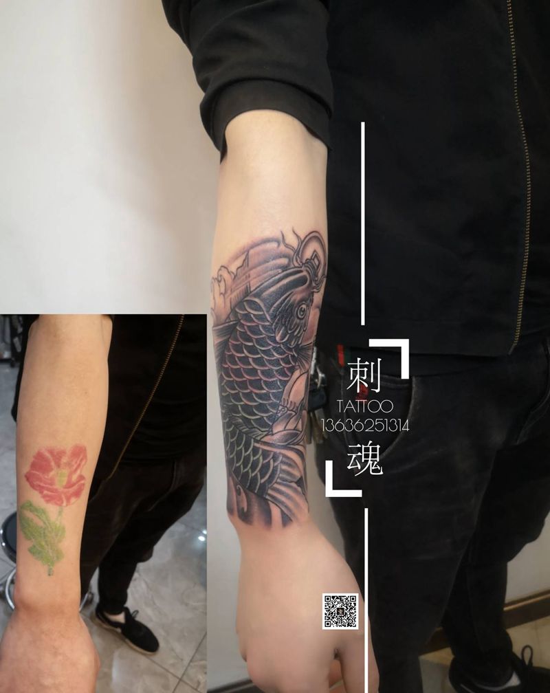 遮盖旧纹身纹身图片_手臂新传统纹身图案