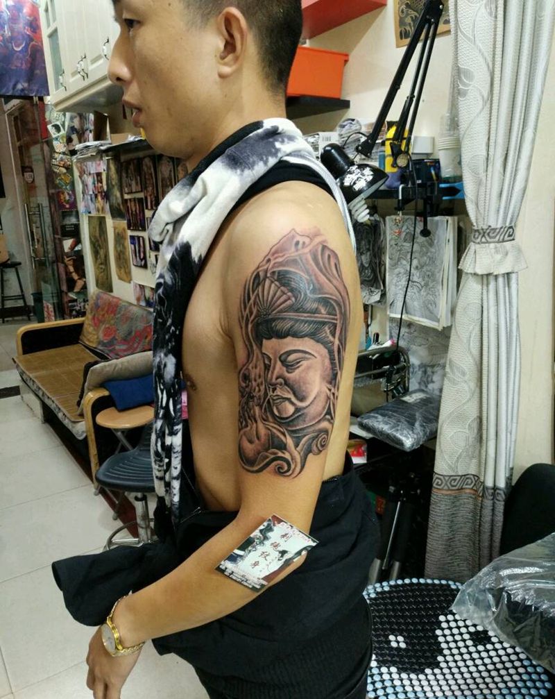 大臂普贤菩萨纹身图片_手臂传统宗教原创花絮生活成品手稿插画纹身图案