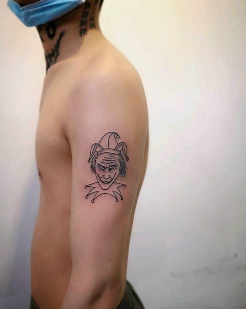 小丑纹身图片_手臂几何纹身图案