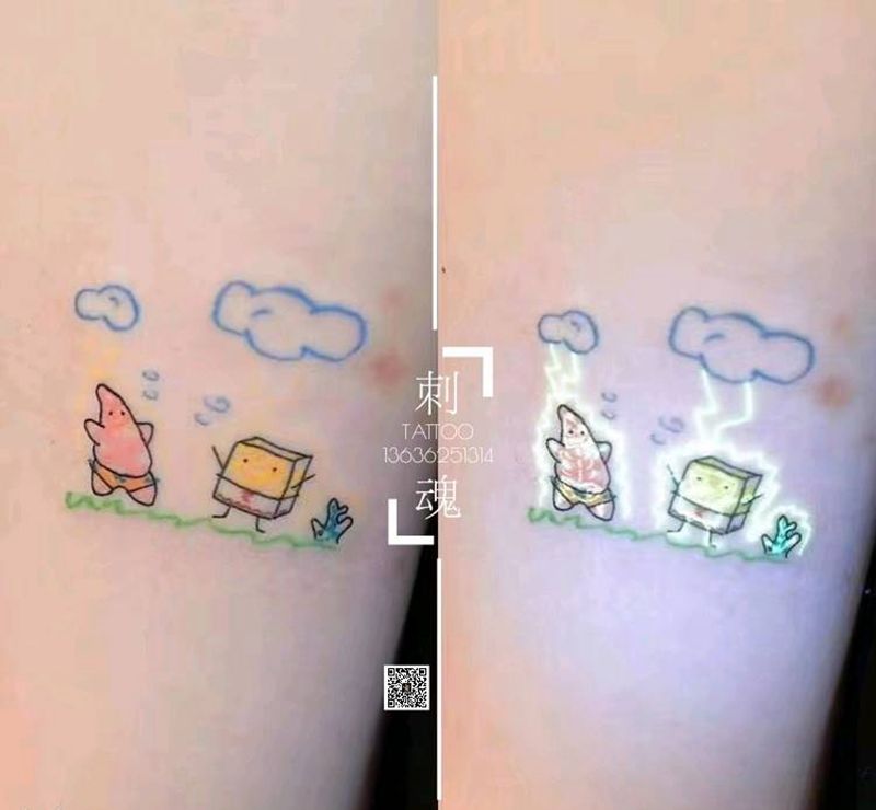 荧光纹身纹身图片_手臂几何水彩纹身图案