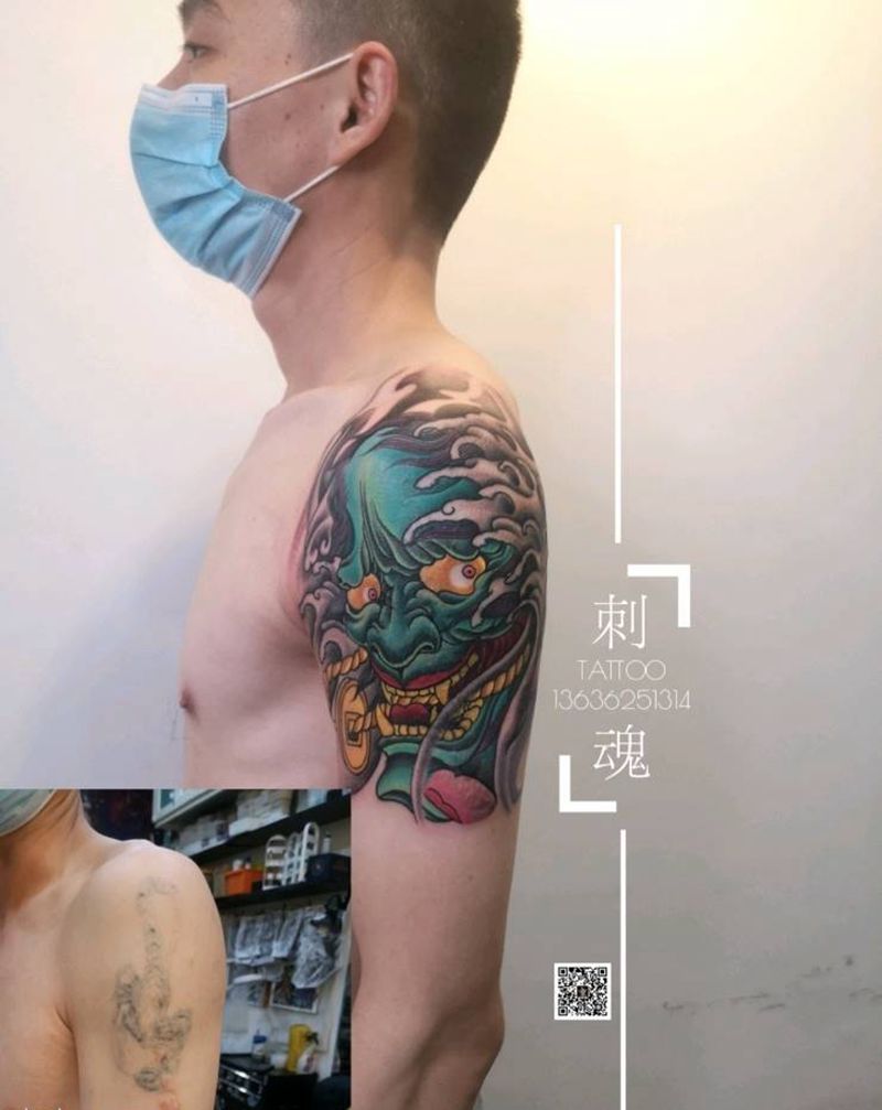 般喏 遮盖纹身图片_手臂新传统纹身图案