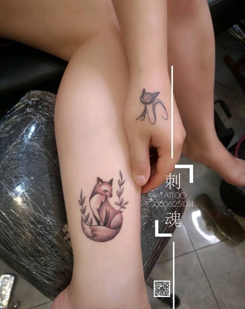 小清新纹身图片_腿部几何纹身图案