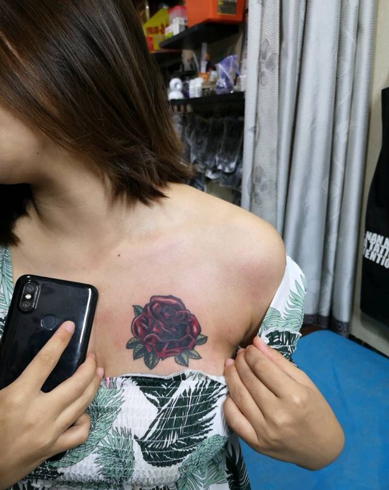 遮盖旧纹身纹身图片_胸部欧美写实纹身图案