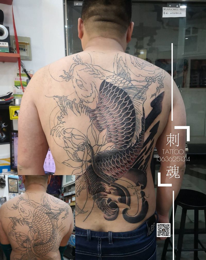 修改调整+上色纹身图片_背部新传统纹身图案