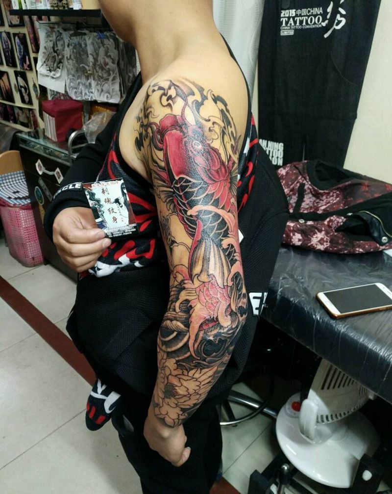 花臂 遮盖疤痕纹身图片_手臂传统动物原创花絮生活成品纹身图案