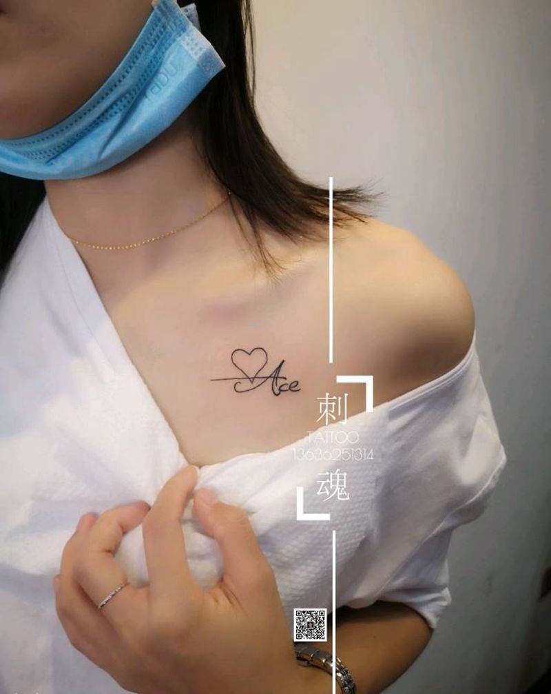 小清新字母纹身图片_胸部纹身图案