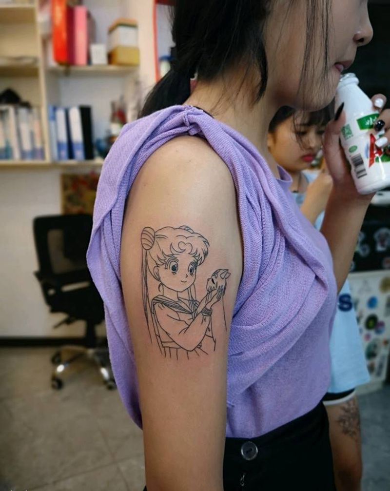 卡通，小清新纹身图片_手臂几何纹身图案