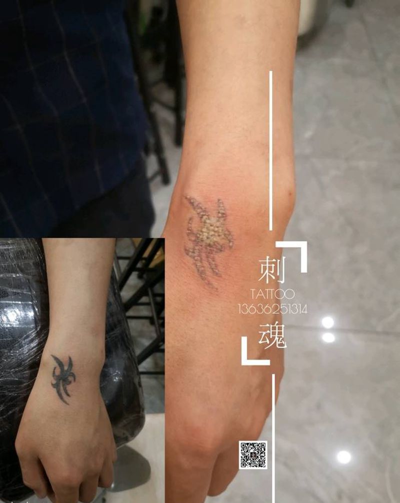 旧纹身祛除纹身图片_腿部几何纹身图案