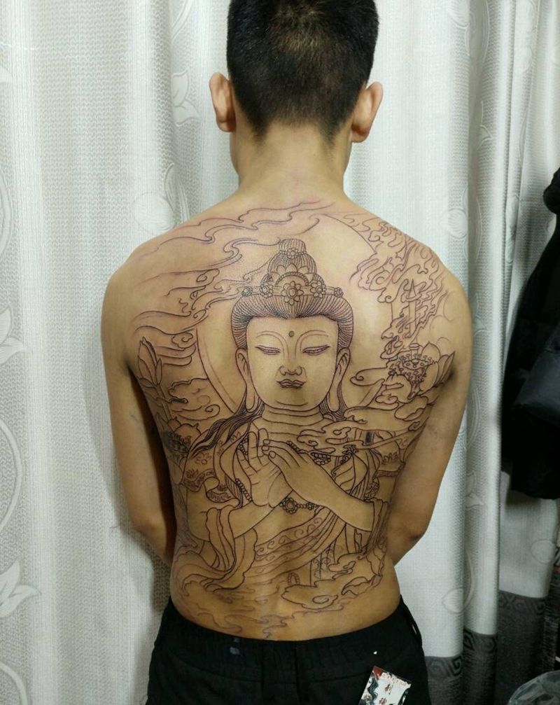佛祖纹身图片_背部传统鬼神宗教原创花絮生活成品插画纹身图案