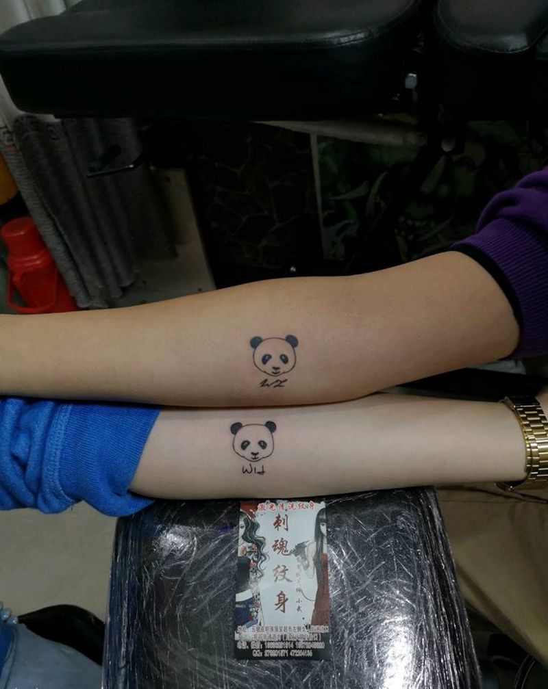 小熊猫，字母纹身图片