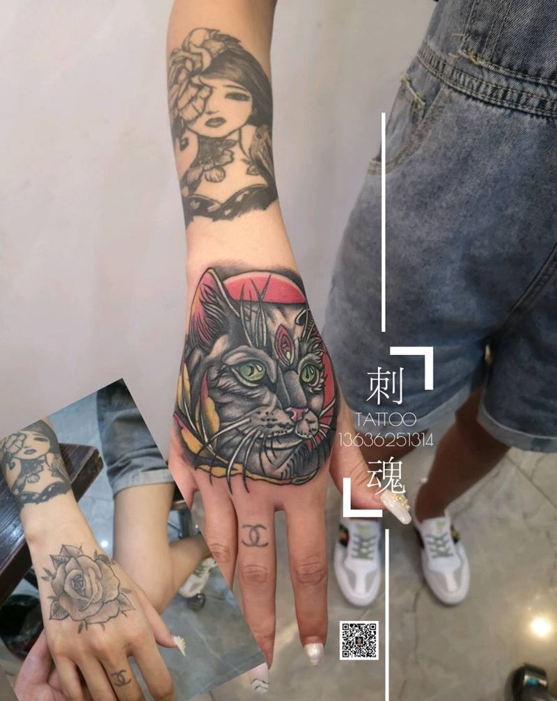 遮盖旧纹身纹身图片_手部欧美写实Old School纹身图案